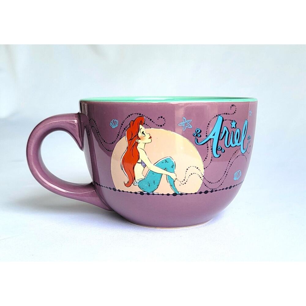 Disney Princess Little Mermaid Ariel Large 24 oz Ceramic Coffee Soup Mug Purple